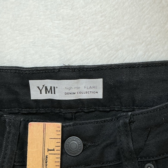 YMI Black Flare Jeans with Button Front - Picture 6 of 7